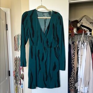 Nine West Teal and Black Long Sleeve Dress
